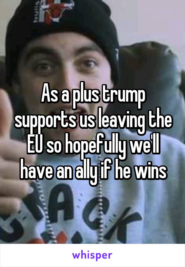 As a plus trump supports us leaving the EU so hopefully we'll have an ally if he wins