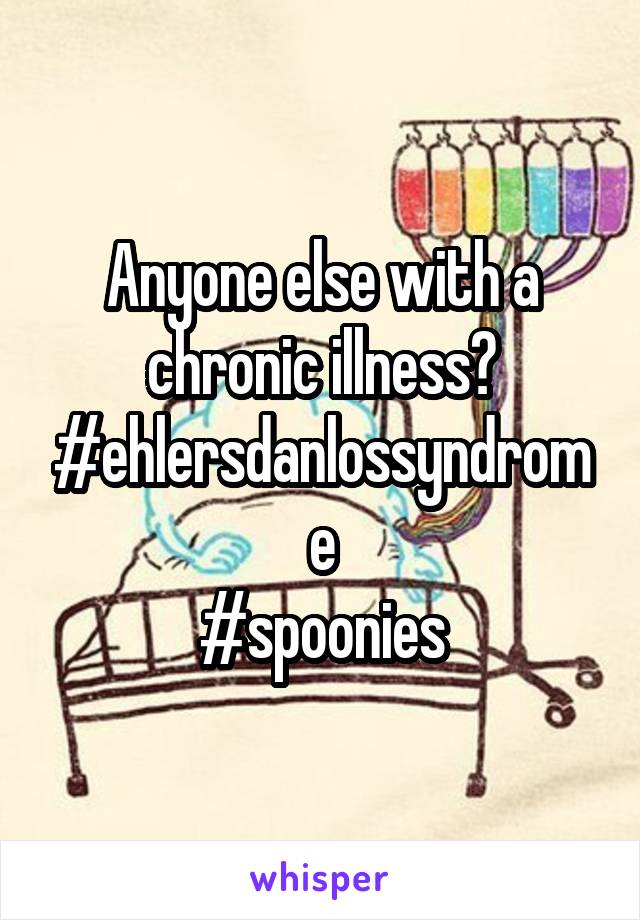Anyone else with a chronic illness?
#ehlersdanlossyndrome
#spoonies