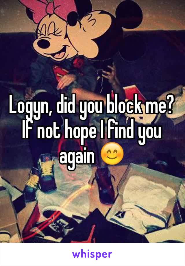 Logyn, did you block me? 
If not hope I find you again 😊