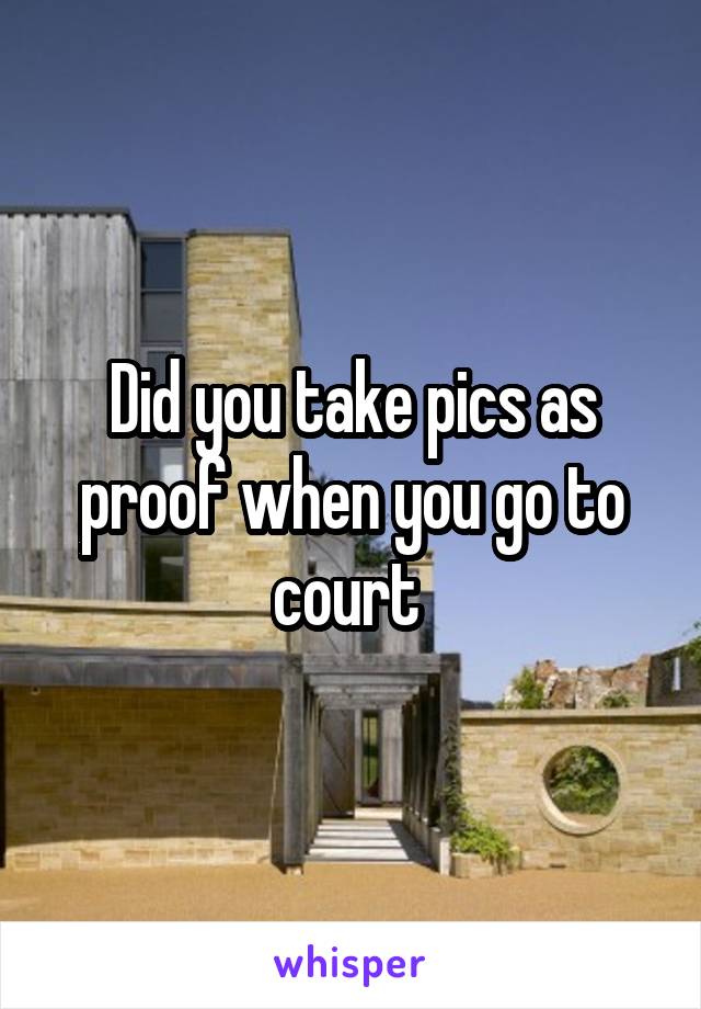 Did you take pics as proof when you go to court 