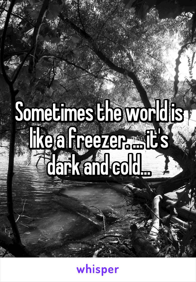 Sometimes the world is like a freezer. ... it's dark and cold...