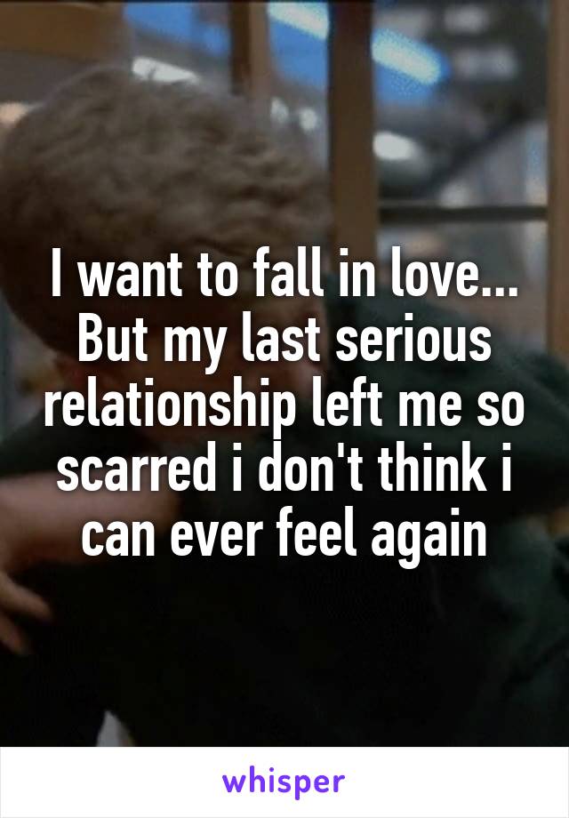 I want to fall in love... But my last serious relationship left me so scarred i don't think i can ever feel again