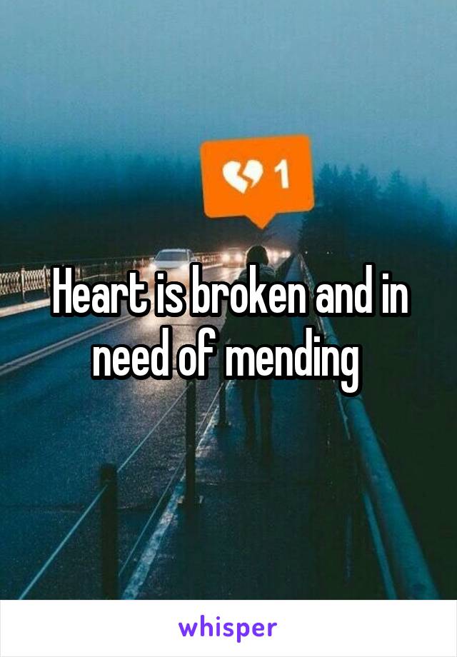 Heart is broken and in need of mending 