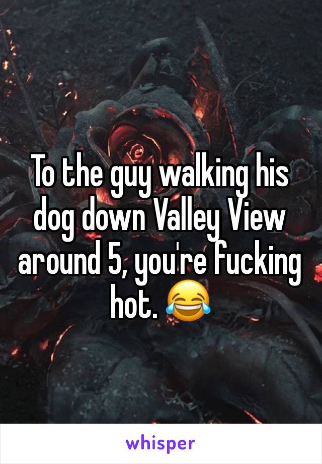 To the guy walking his dog down Valley View around 5, you're fucking hot. 😂