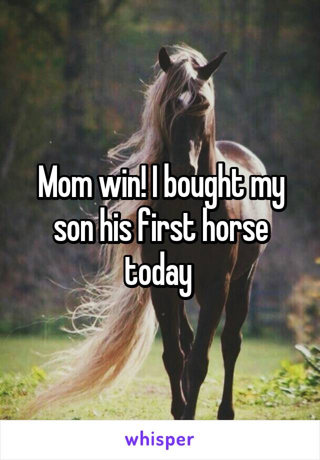 Mom win! I bought my son his first horse today 