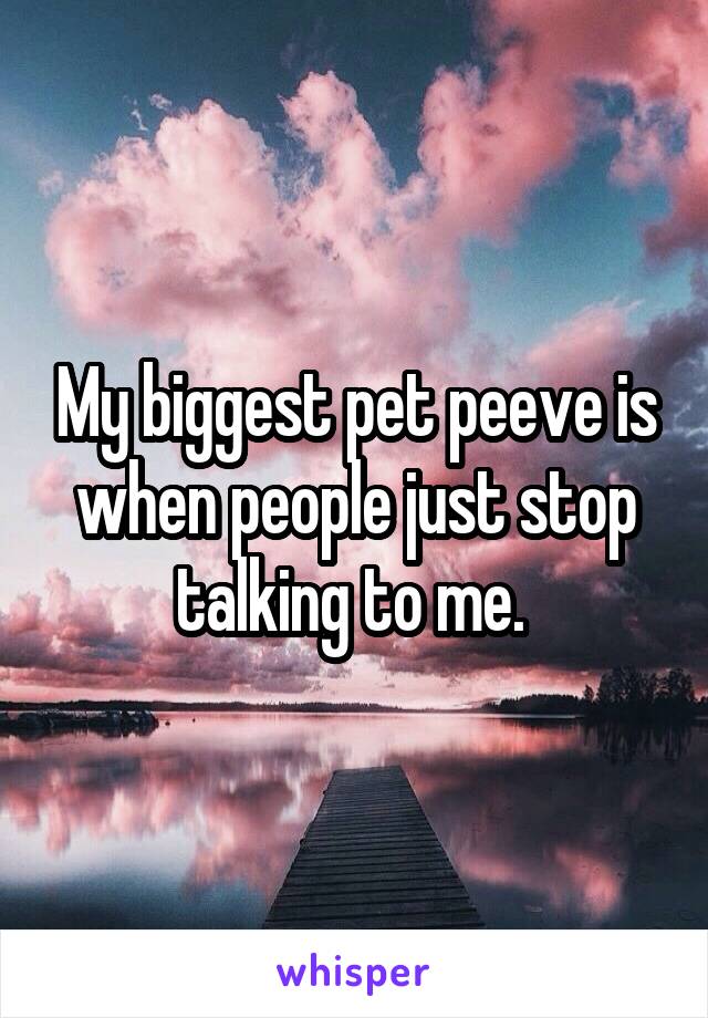 My biggest pet peeve is when people just stop talking to me. 