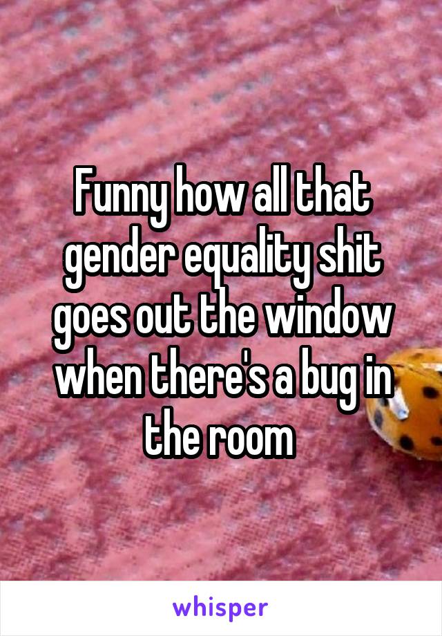 Funny how all that gender equality shit goes out the window when there's a bug in the room 