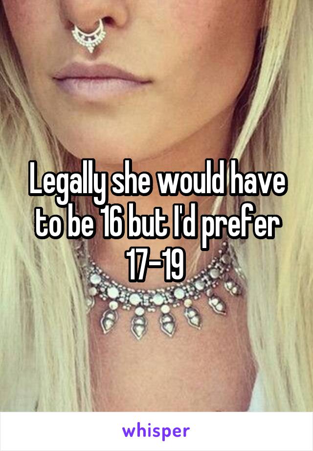 Legally she would have to be 16 but I'd prefer 17-19 