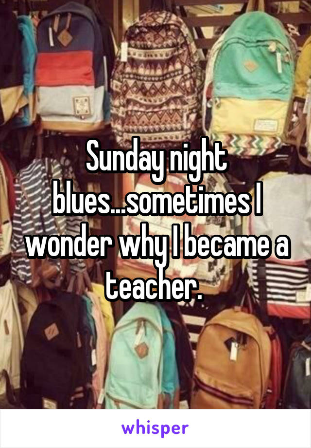 Sunday night blues...sometimes I wonder why I became a teacher. 