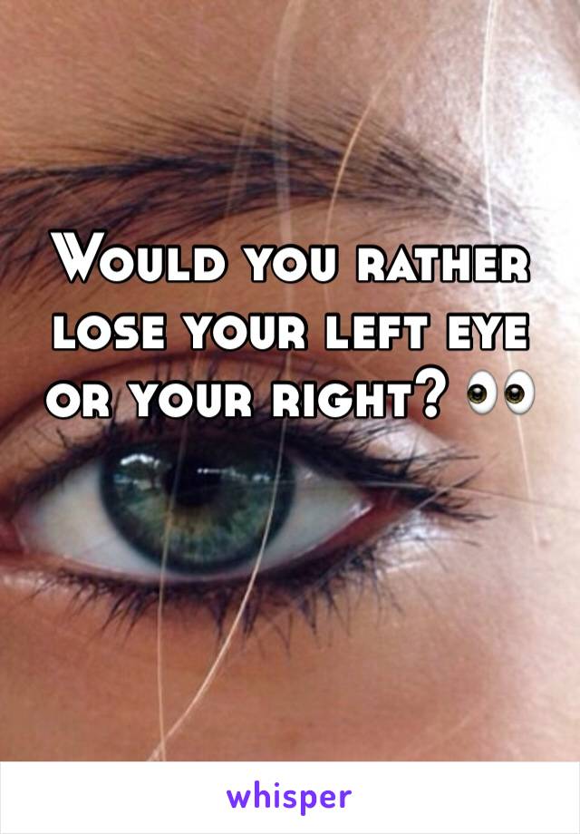 Would you rather lose your left eye or your right? 👀