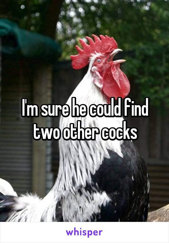 I'm sure he could find two other cocks