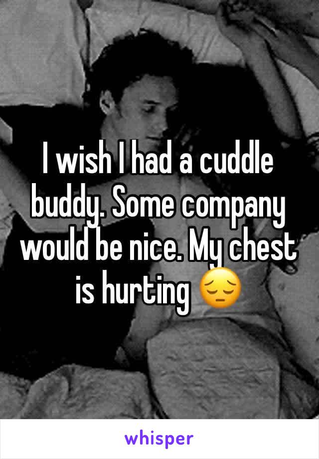 I wish I had a cuddle buddy. Some company would be nice. My chest is hurting 😔