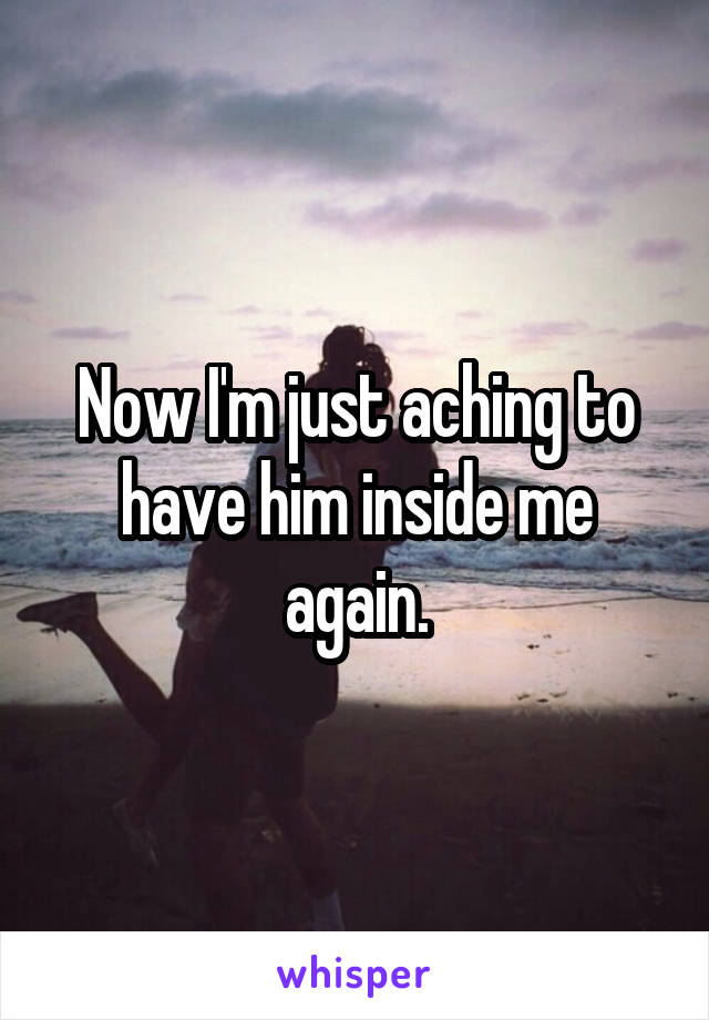 Now I'm just aching to have him inside me again.