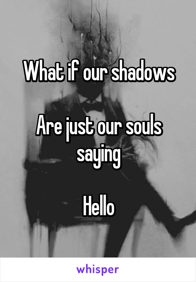What if our shadows
 
Are just our souls saying

Hello