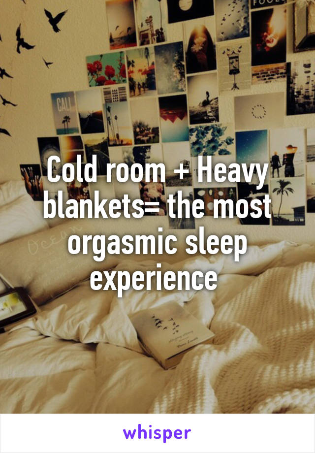 Cold room + Heavy blankets= the most orgasmic sleep experience 