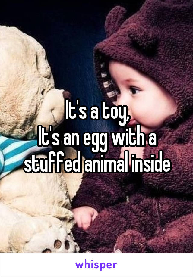 It's a toy,
It's an egg with a stuffed animal inside