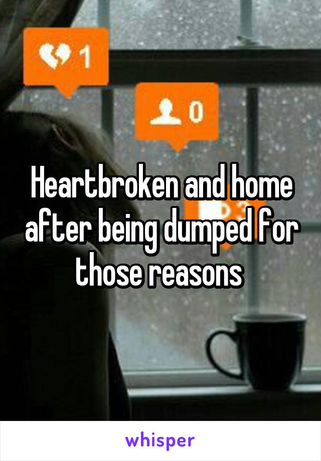 Heartbroken and home after being dumped for those reasons 