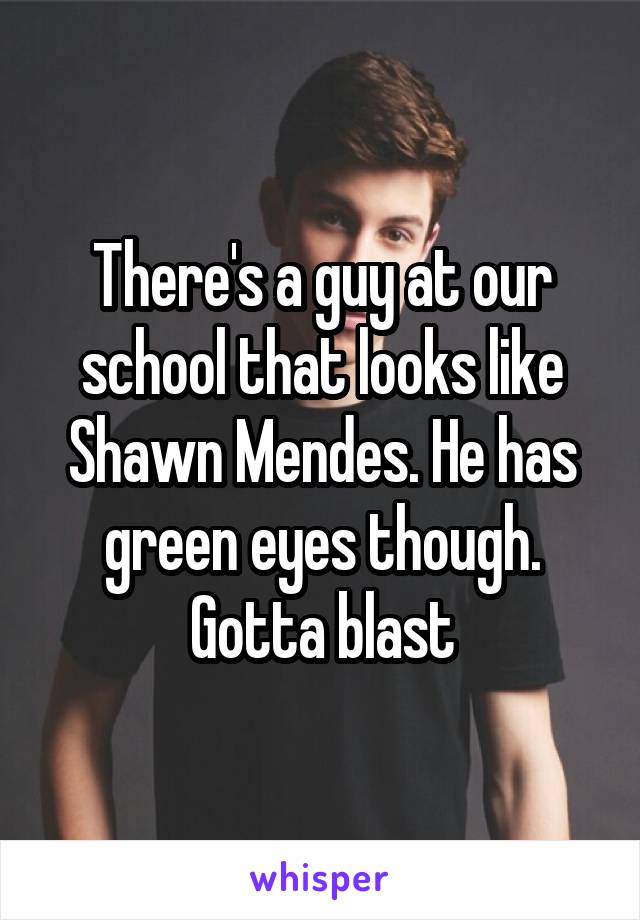 There's a guy at our school that looks like Shawn Mendes. He has green eyes though. Gotta blast