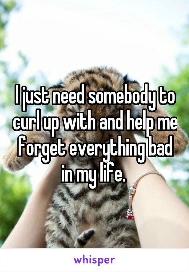 I just need somebody to curl up with and help me forget everything bad in my life. 