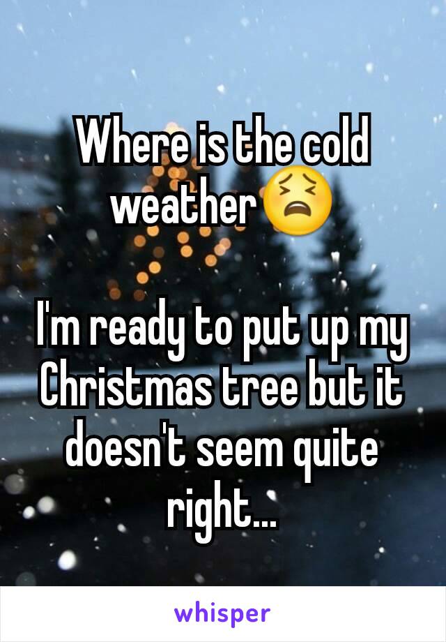Where is the cold weather😫

I'm ready to put up my Christmas tree but it doesn't seem quite right...