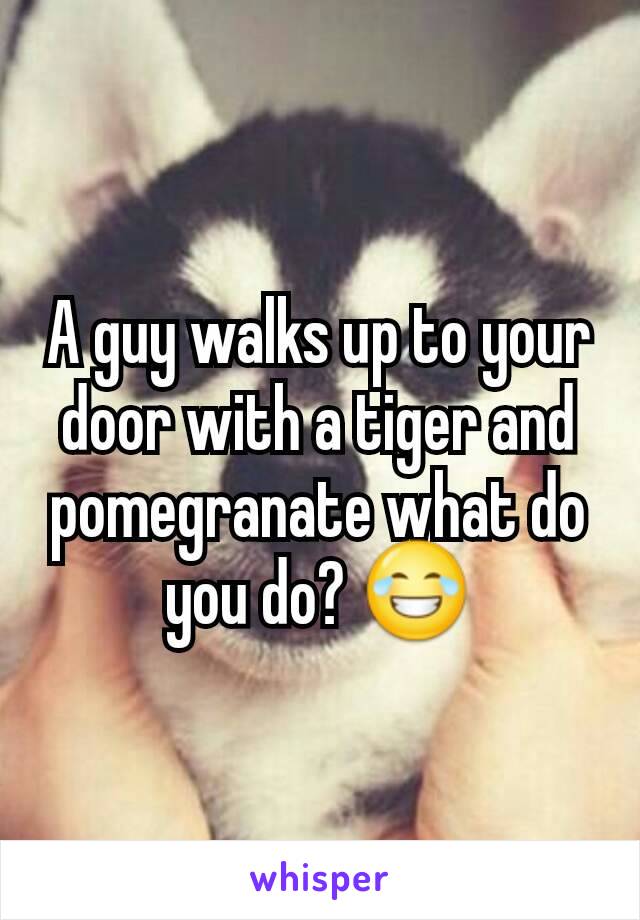 A guy walks up to your door with a tiger and pomegranate what do you do? 😂