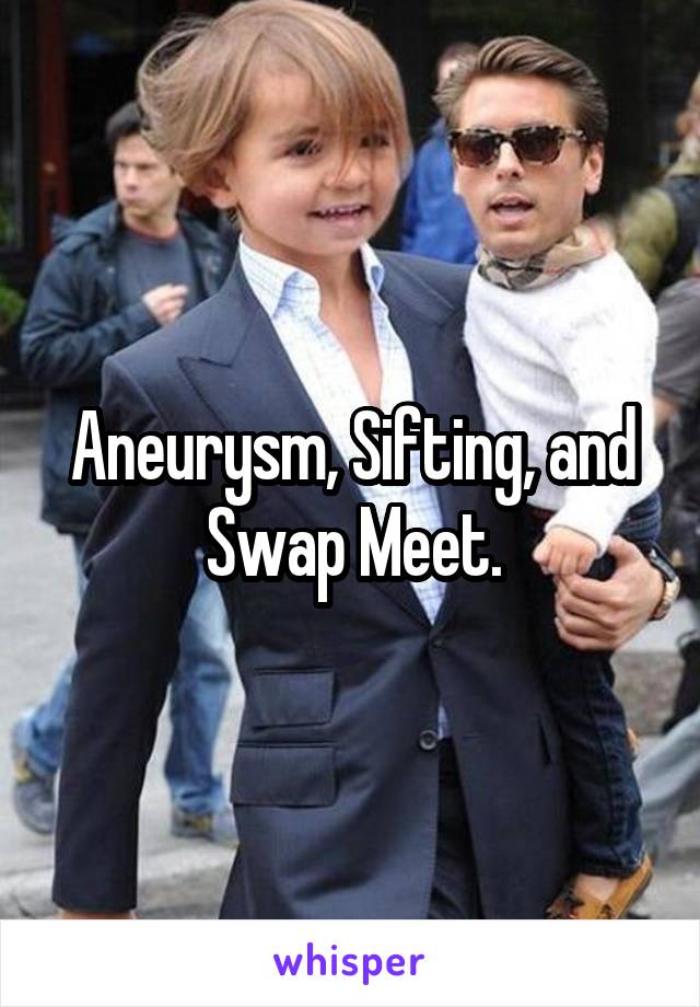 Aneurysm, Sifting, and Swap Meet.