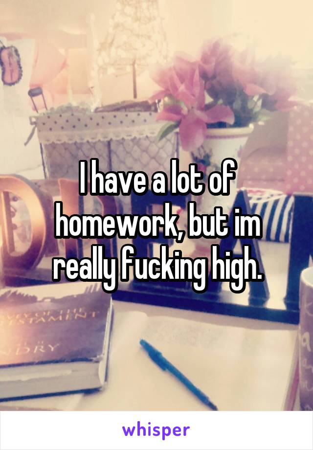 I have a lot of homework, but im really fucking high.
