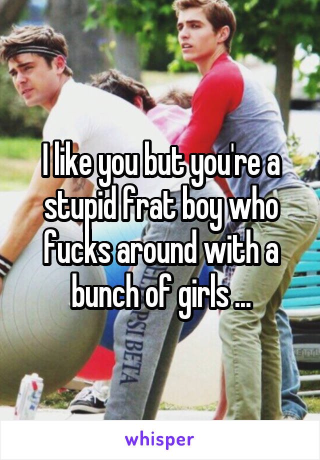 I like you but you're a stupid frat boy who fucks around with a bunch of girls ...