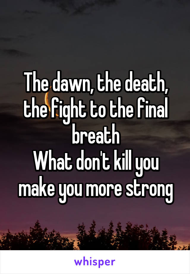 The dawn, the death, the fight to the final breath
What don't kill you make you more strong