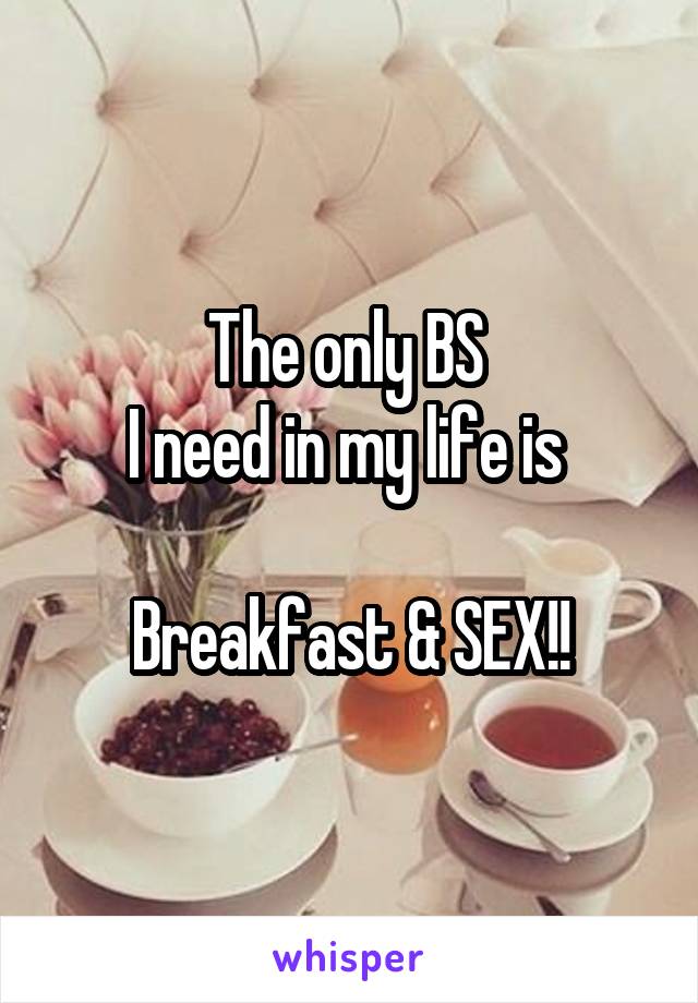 The only BS 
I need in my life is 

Breakfast & SEX!!