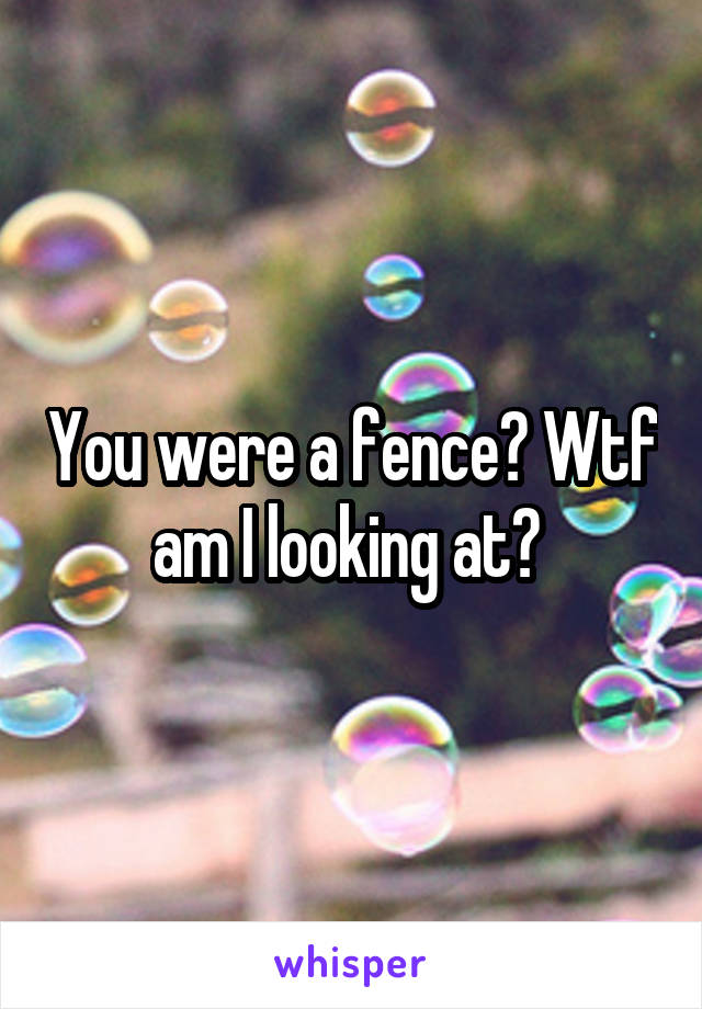 You were a fence? Wtf am I looking at? 