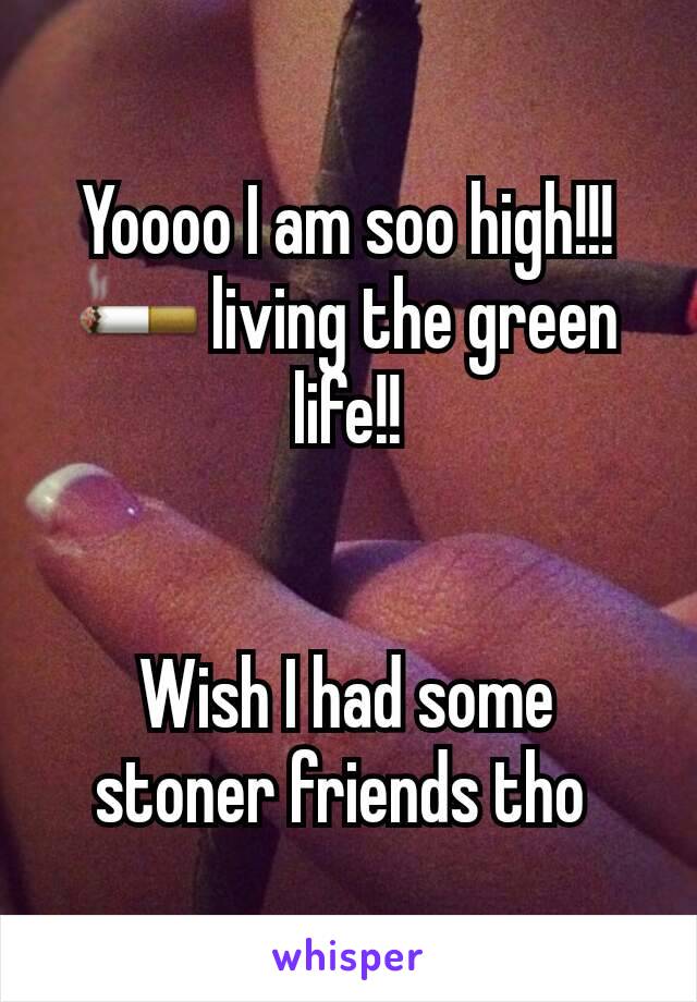Yoooo I am soo high!!! 🚬 living the green life!!


Wish I had some stoner friends tho 