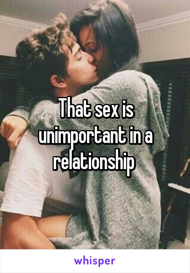 That sex is unimportant in a relationship 