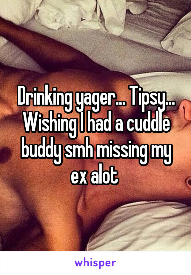 Drinking yager... Tipsy... Wishing I had a cuddle buddy smh missing my ex alot 