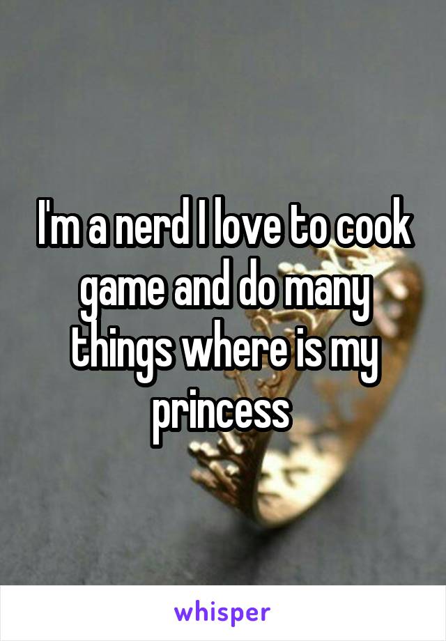 I'm a nerd I love to cook game and do many things where is my princess 