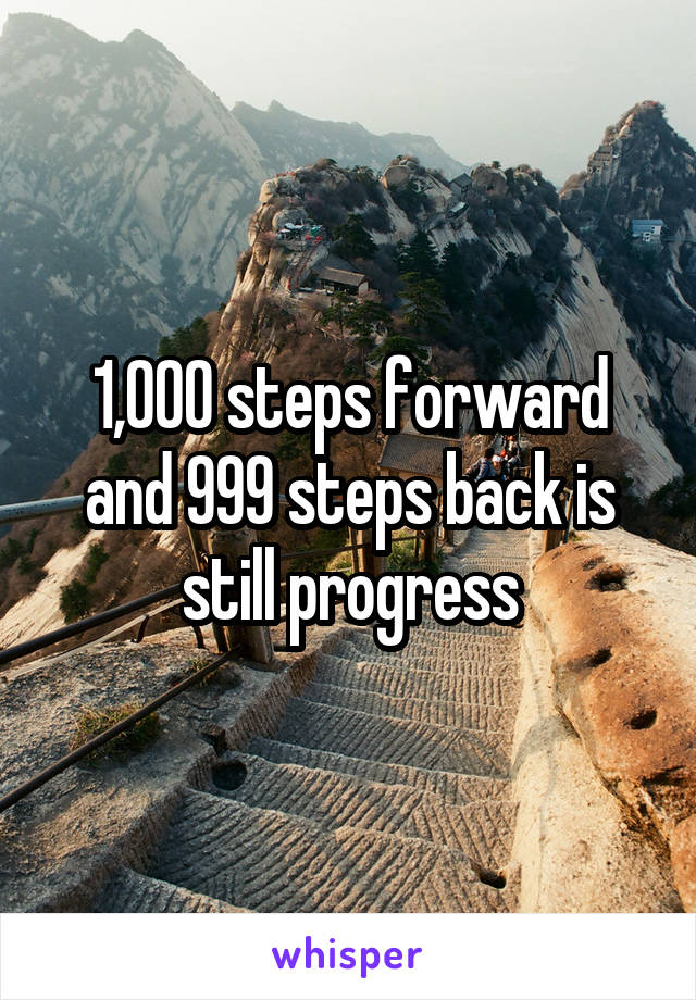 1,000 steps forward and 999 steps back is still progress