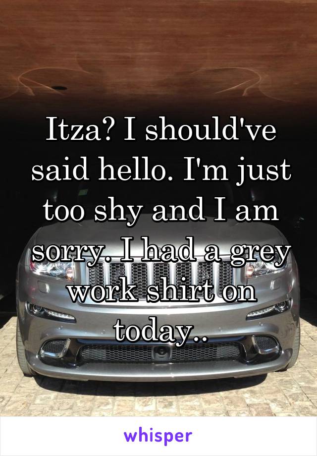 Itza? I should've said hello. I'm just too shy and I am sorry. I had a grey work shirt on today..