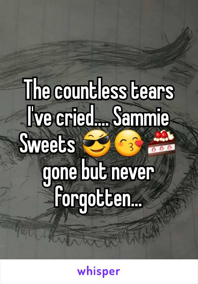 The countless tears I've cried.... Sammie Sweets 😎😙🍰gone but never forgotten...