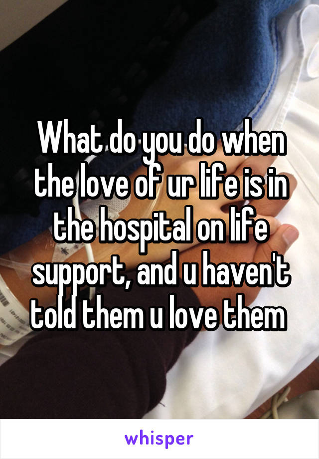 What do you do when the love of ur life is in the hospital on life support, and u haven't told them u love them 