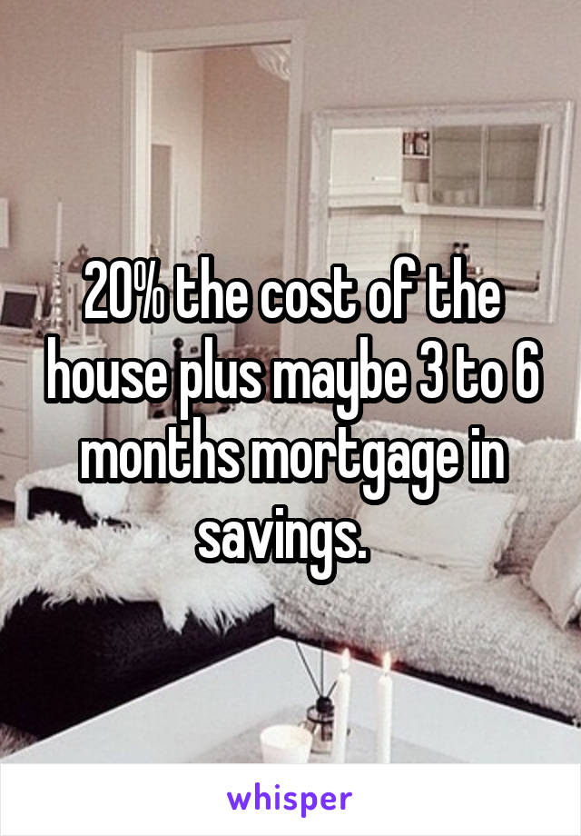 20% the cost of the house plus maybe 3 to 6 months mortgage in savings.  