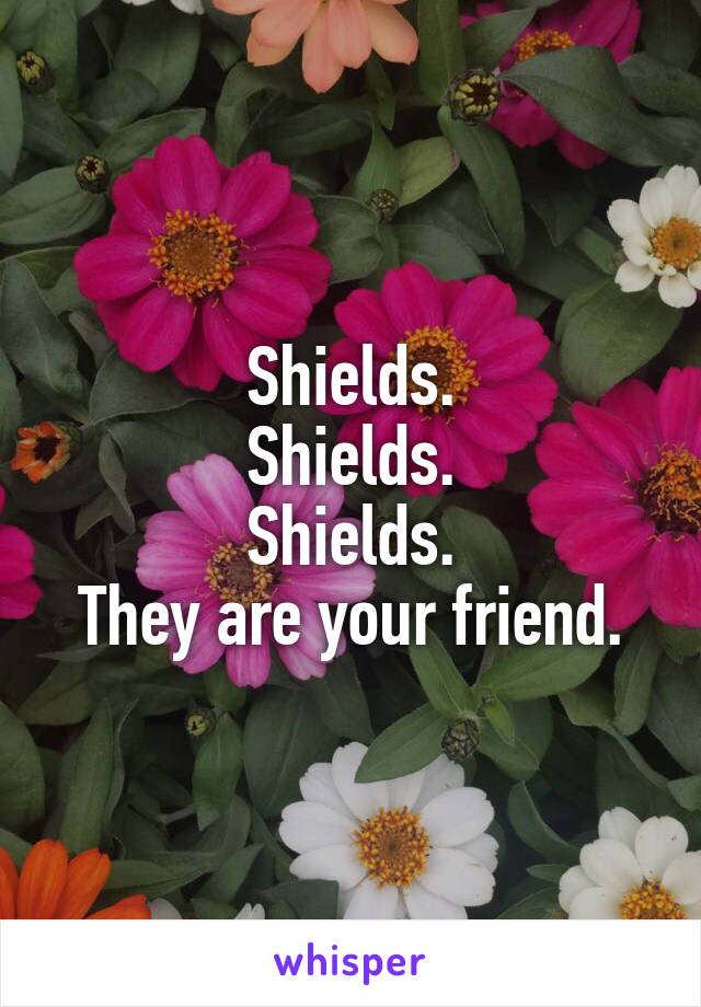Shields.
Shields.
Shields.
They are your friend.