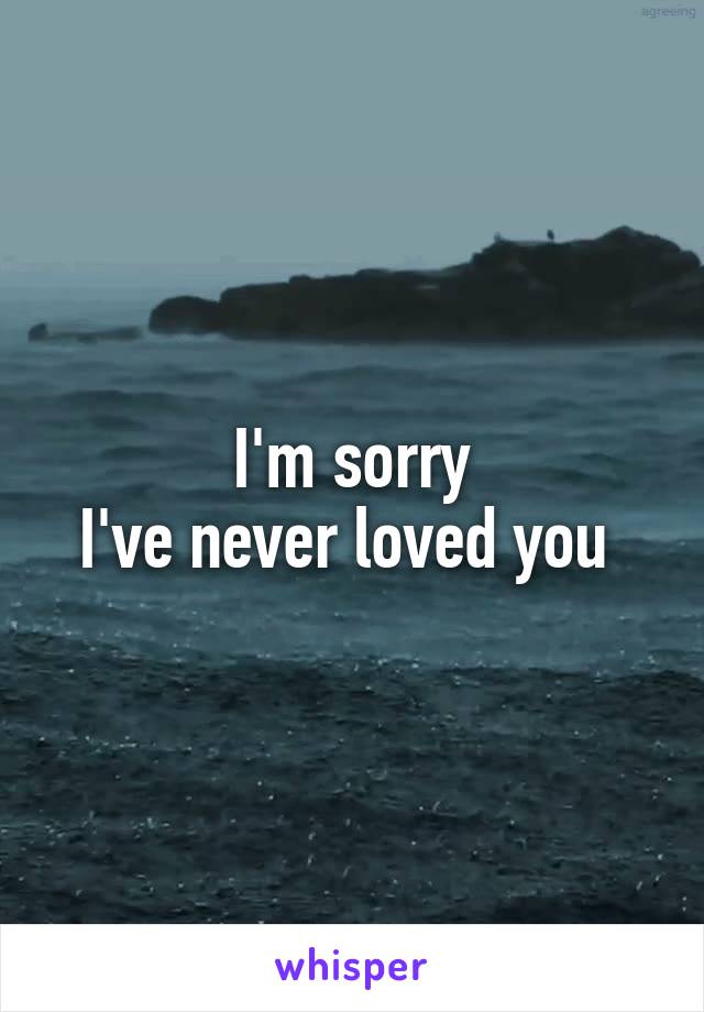 I'm sorry
I've never loved you 