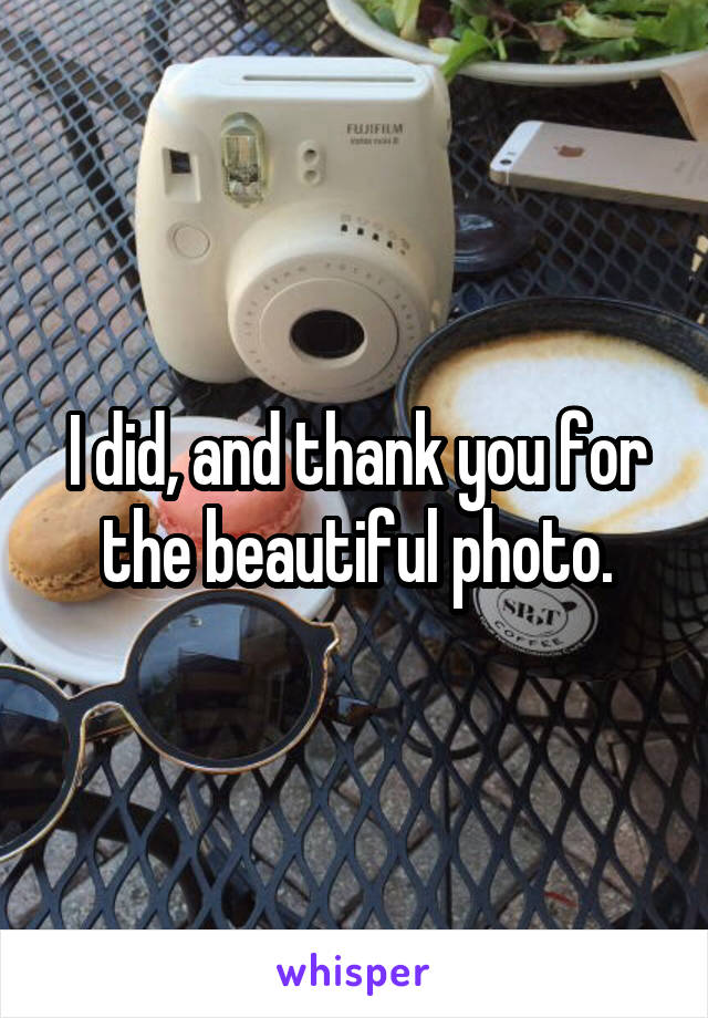 I did, and thank you for the beautiful photo.