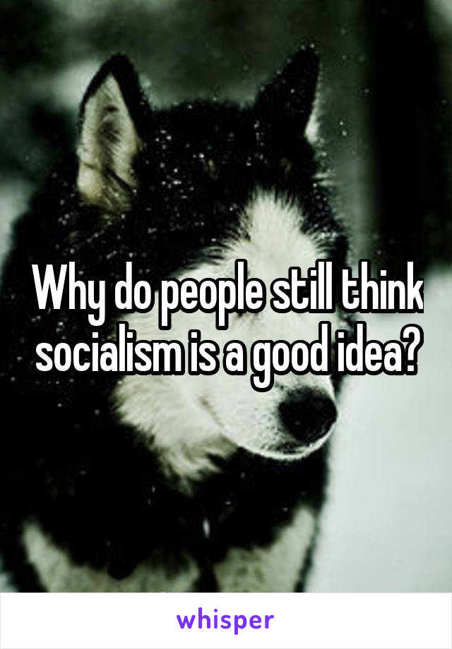 Why do people still think socialism is a good idea?