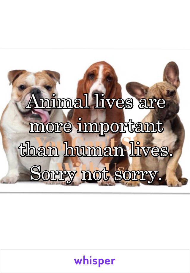 Animal lives are more important than human lives. Sorry not sorry.