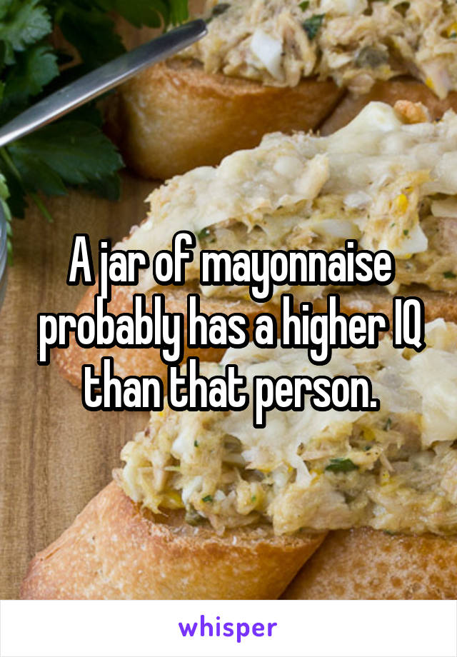 A jar of mayonnaise probably has a higher IQ than that person.