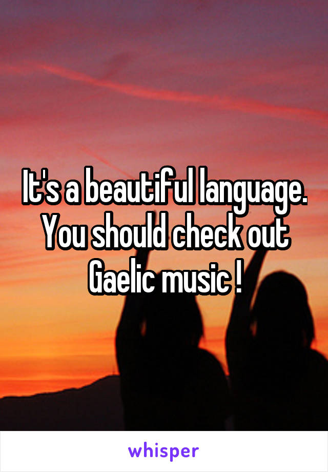 It's a beautiful language. You should check out Gaelic music !