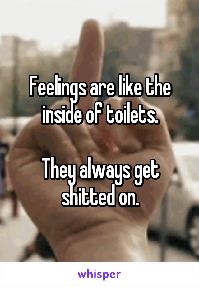 Feelings are like the inside of toilets.

They always get shitted on.