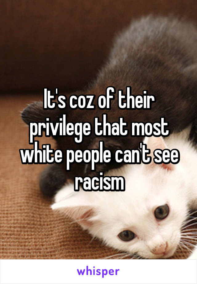 It's coz of their privilege that most white people can't see racism