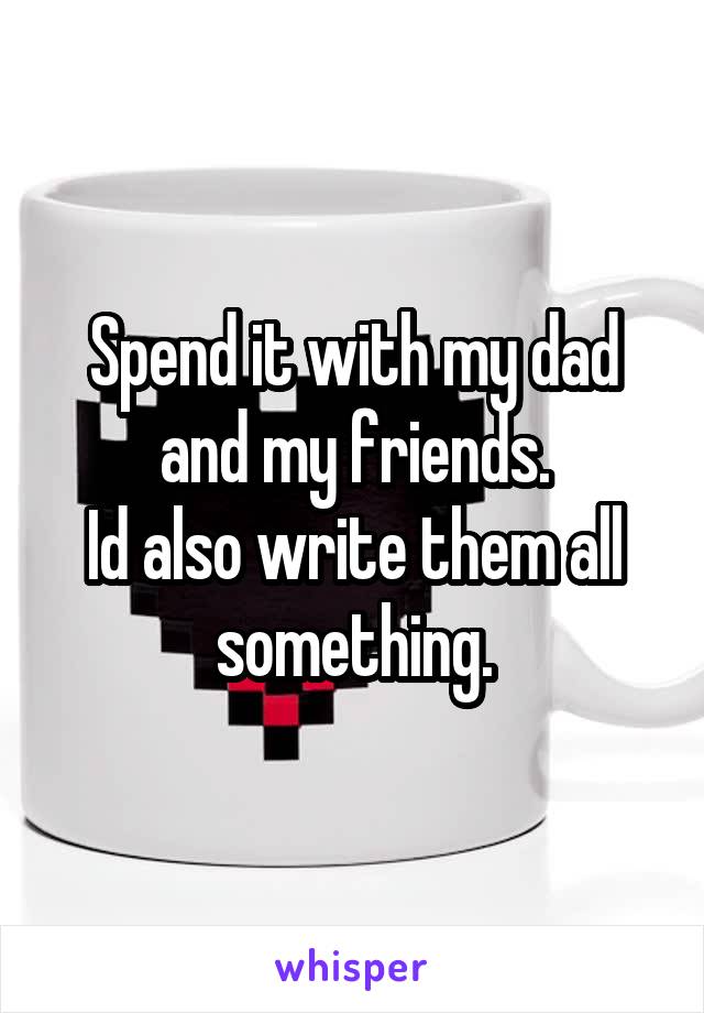 Spend it with my dad and my friends.
Id also write them all something.